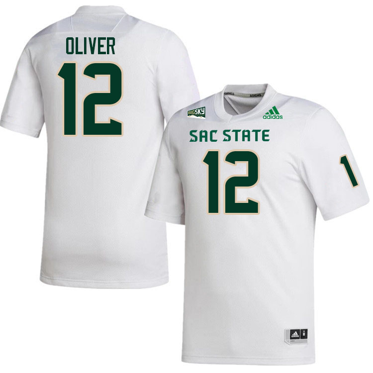 Sacramento State Hornets #12 Jason Oliver College Football Jerseys Stitched Sale-White